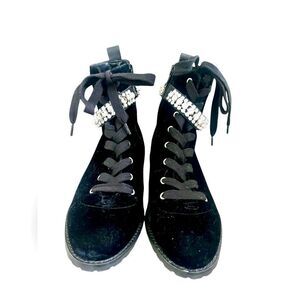 White House Black Market Hasley Velvet Combat Boots